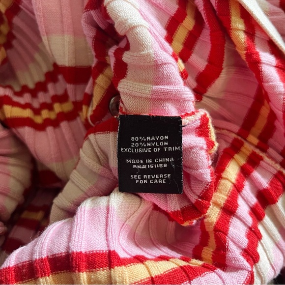 525 America Pink Striped Snap Button Front Tank Sweater Dress Size L Retro Comfy - Picture 11 of 11